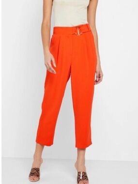 Topshop Belted tapered orange Crop Pants like new size 4 US